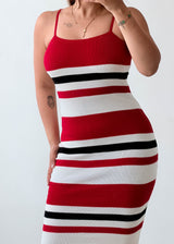 Size XS-S Red Stripe Bodycon Midi Dress