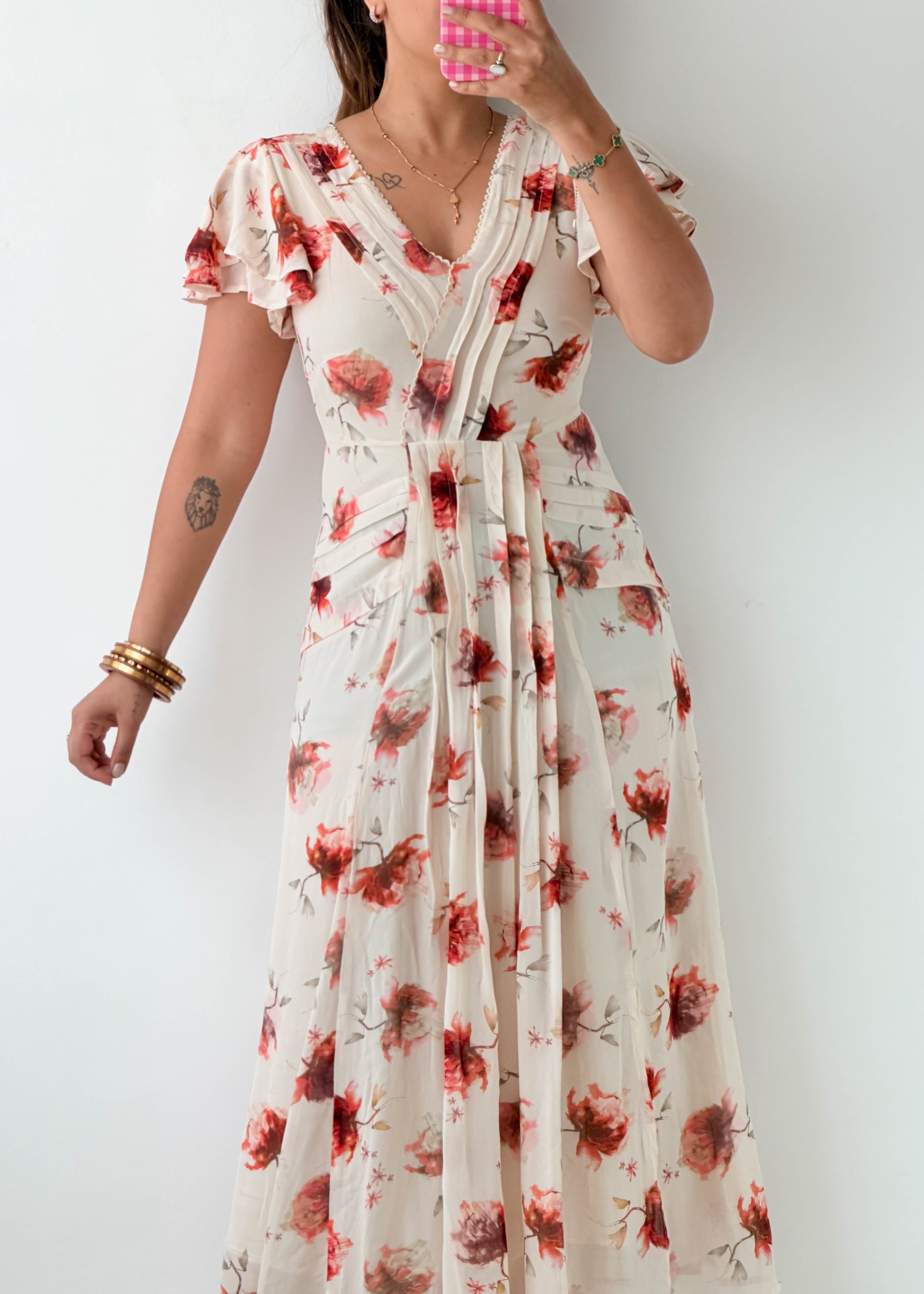Size S White Floral Maxi Dress