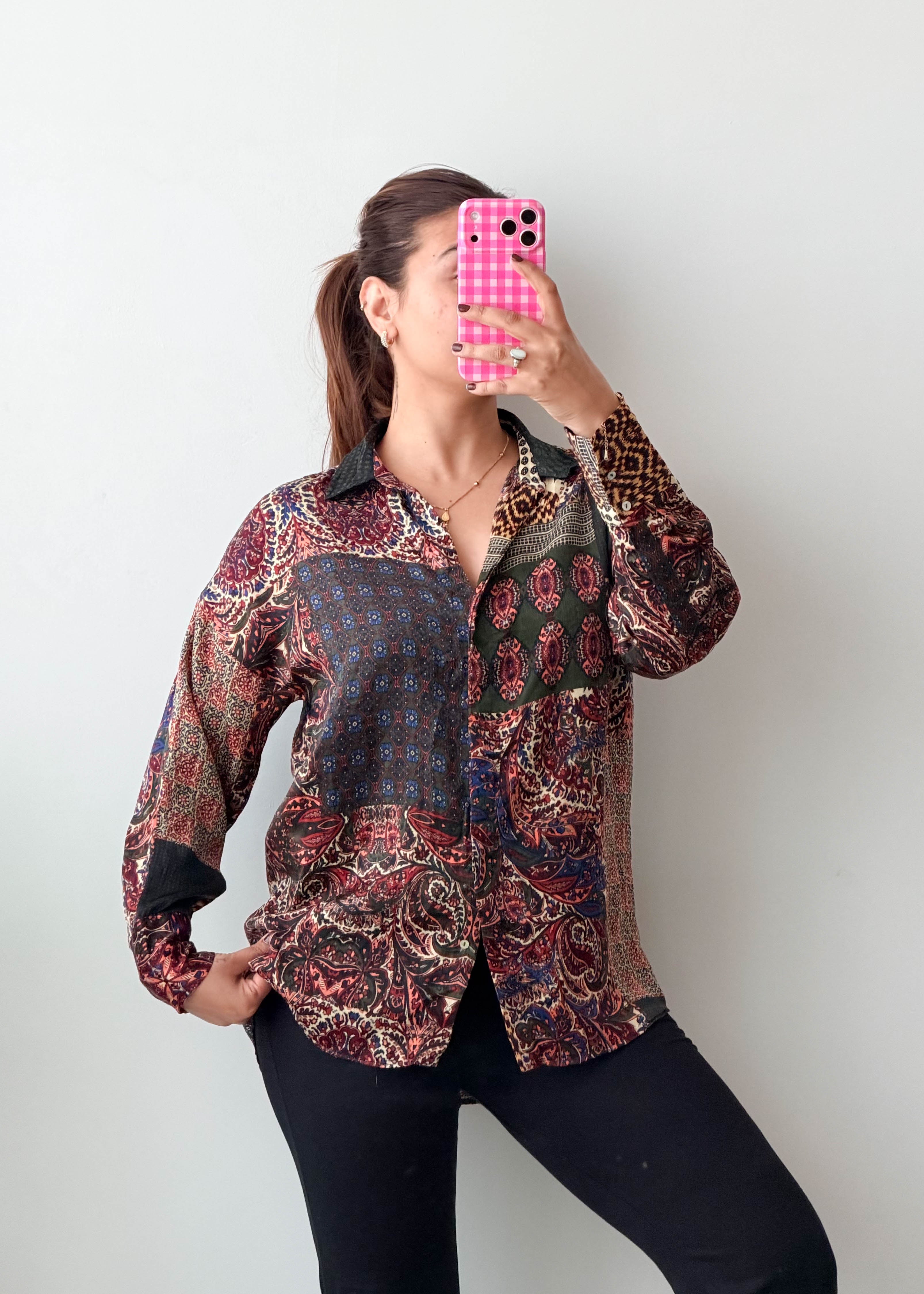 Size S-M Multicolor Paisley Print Shirt Top