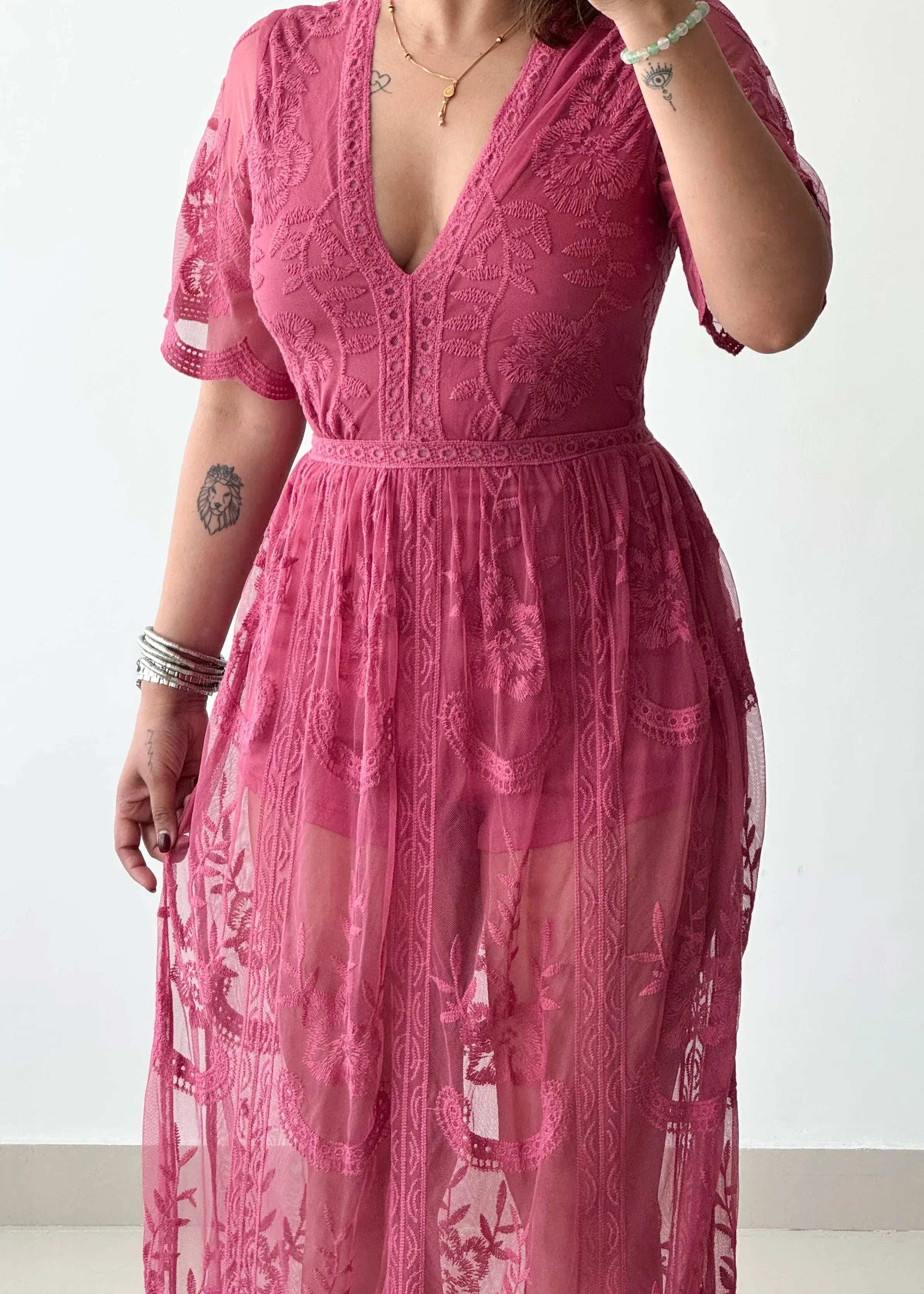 SIZE XS-S, Soft Mesh Maxi Dress with lining inside - Closet by Payal