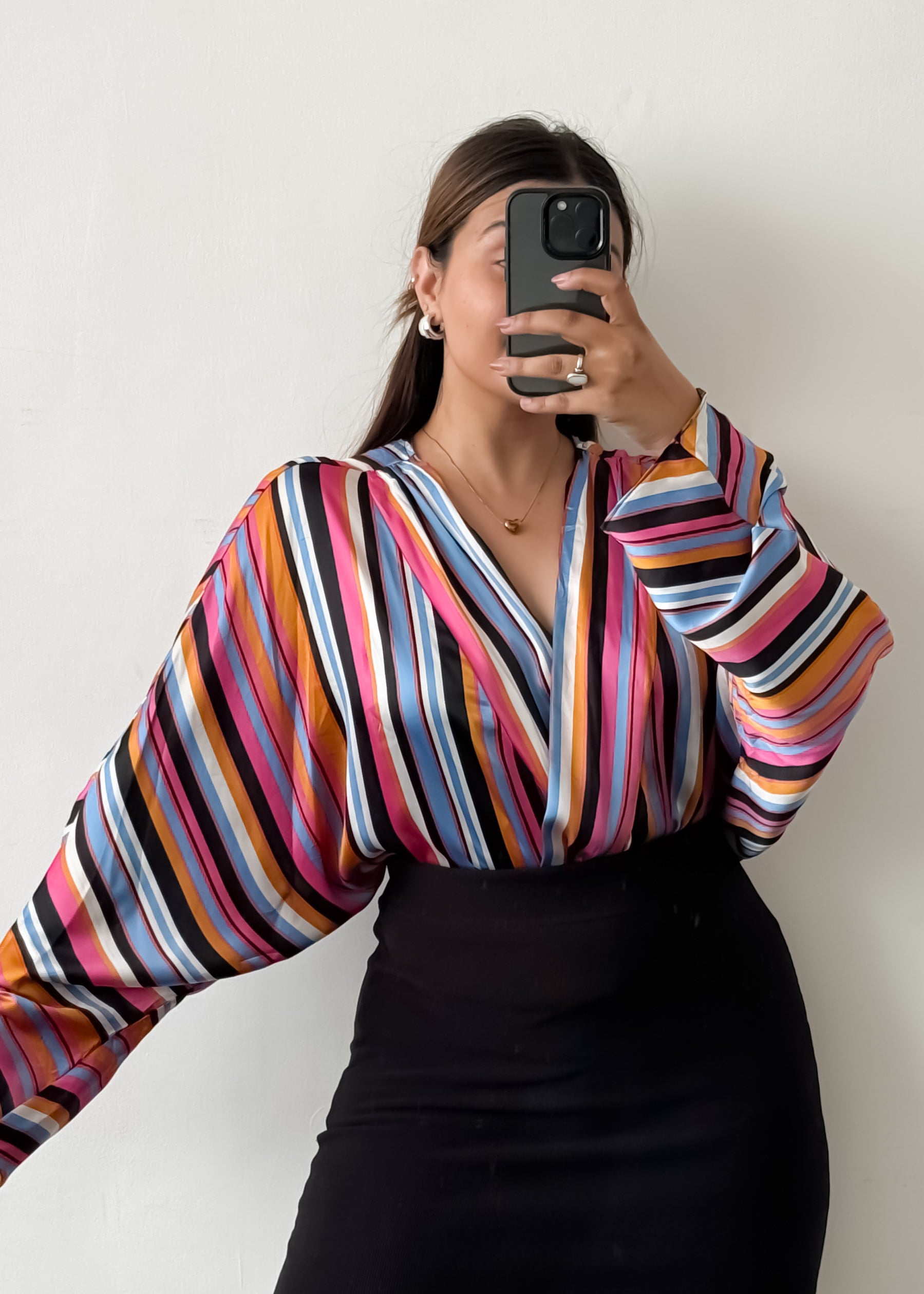 Stripes Wrap-style Bodysuit