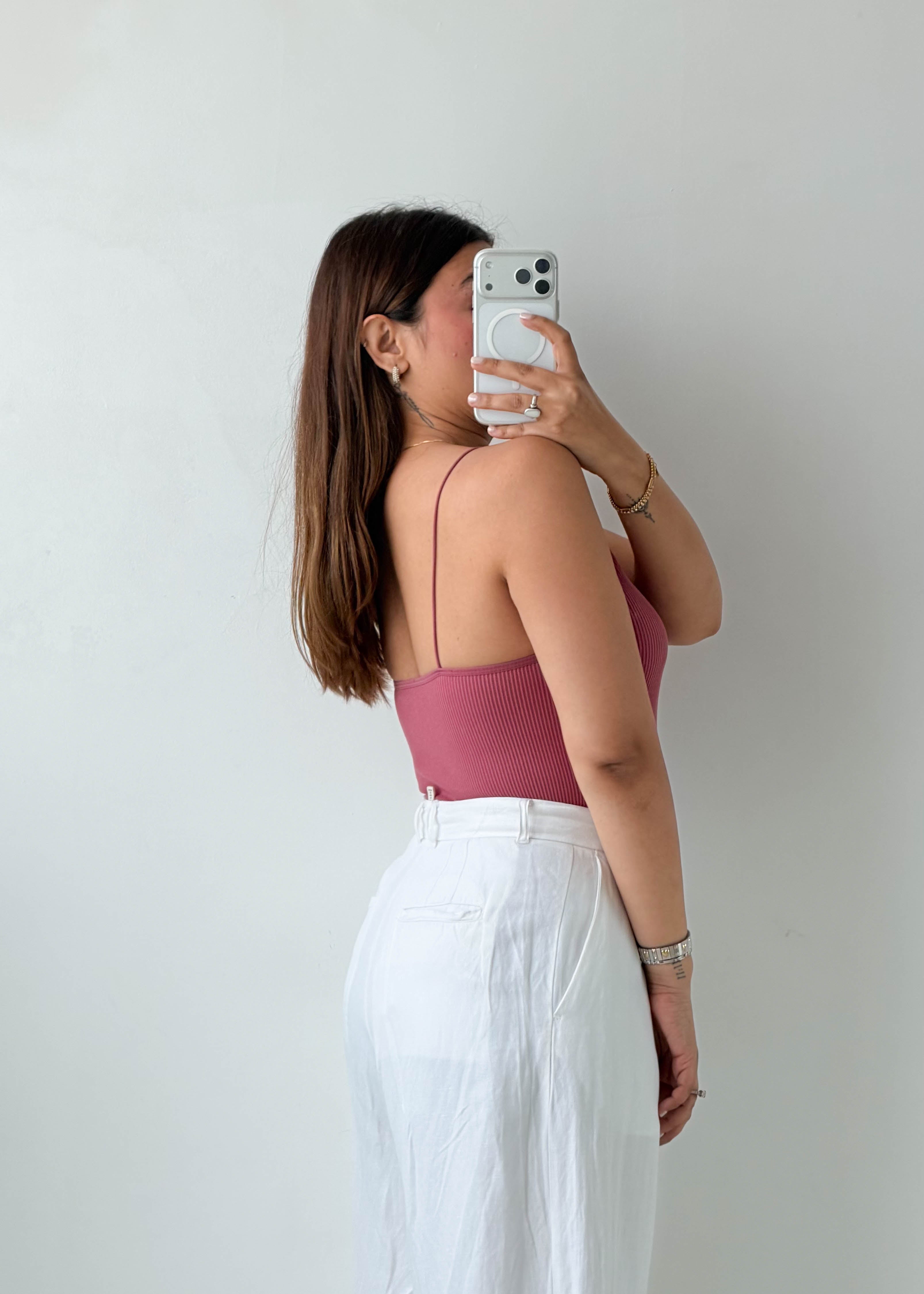 Size S-M Mauve Ribbed Bodysuit