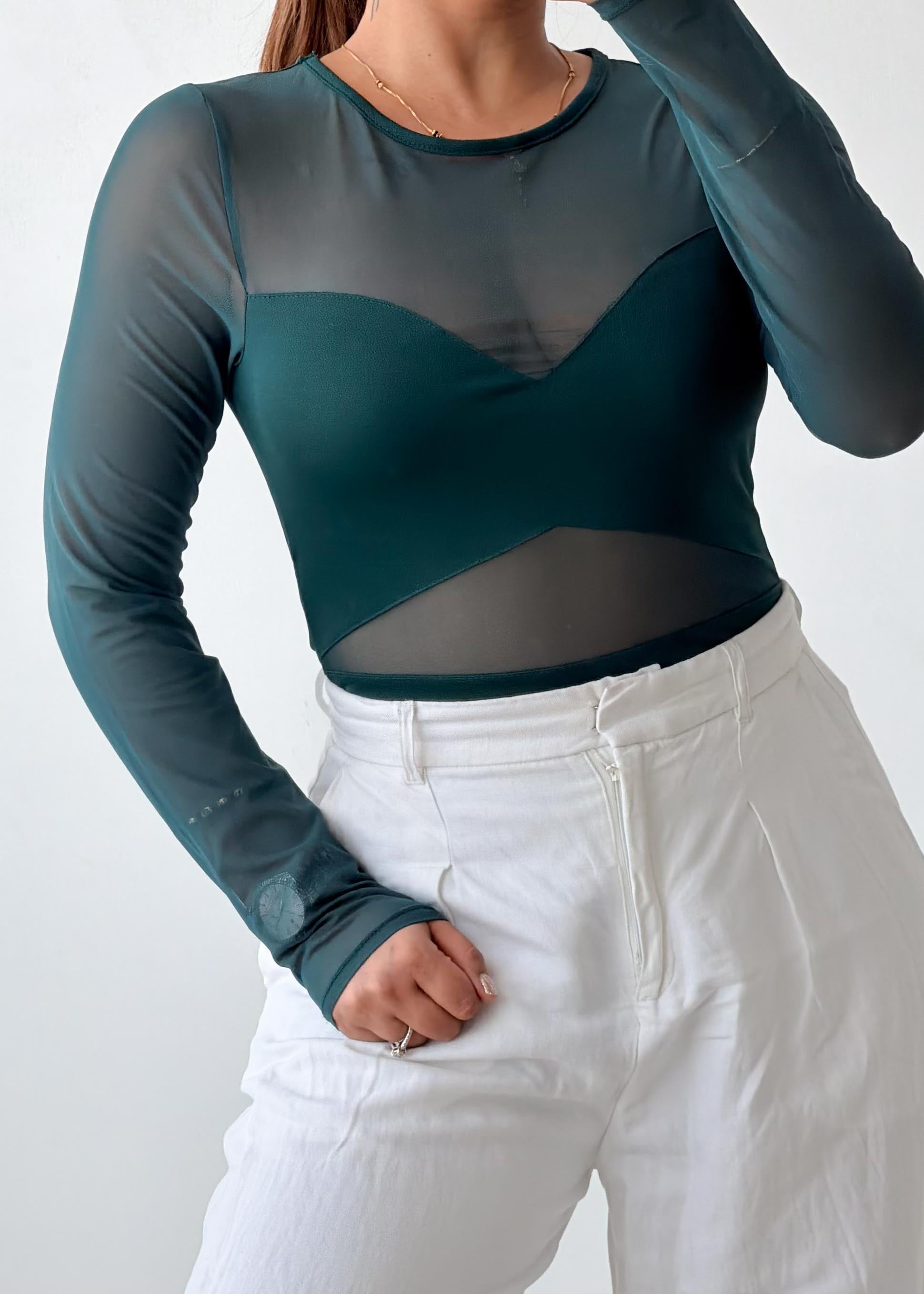 Size XS-M Emerald Mesh Bodysuit