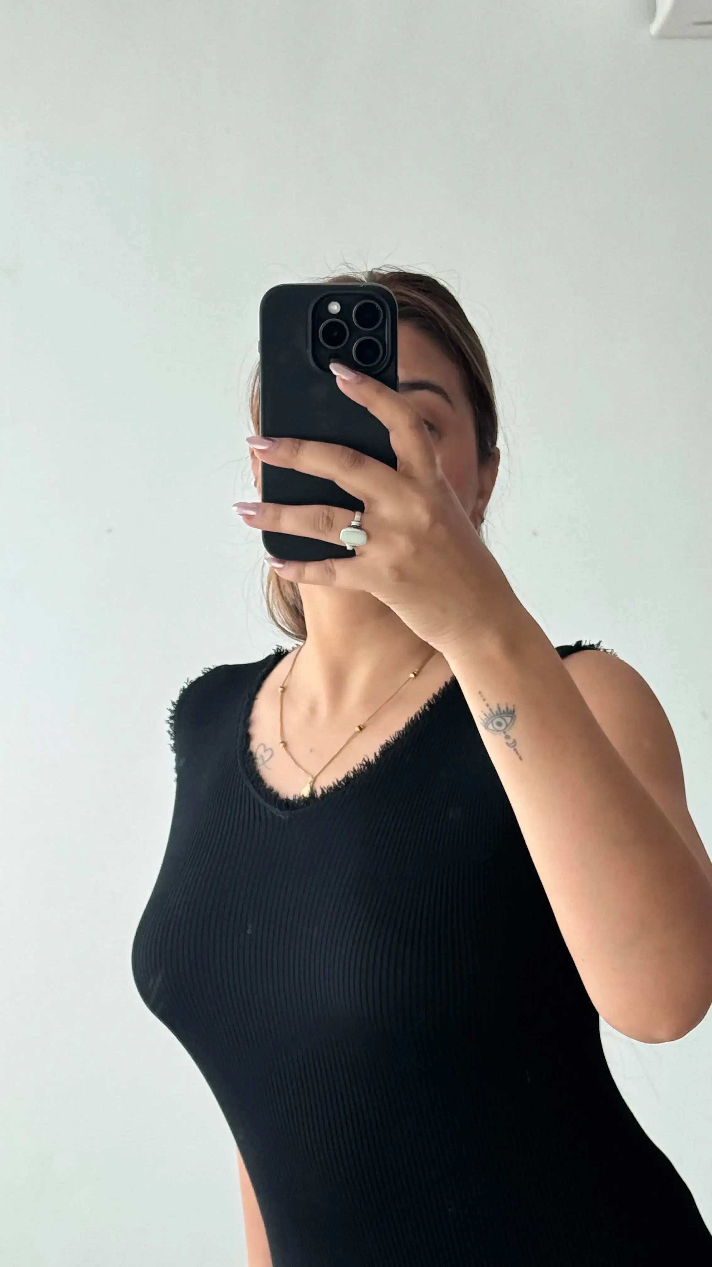 Size XS-S, Black V-Neck Midi Dress