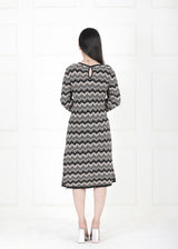 GREY ZIGZAG PRINTED DRESS