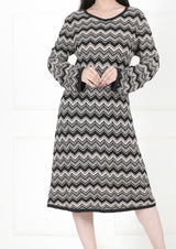 GREY ZIGZAG PRINTED DRESS