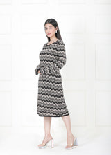 GREY ZIGZAG PRINTED DRESS