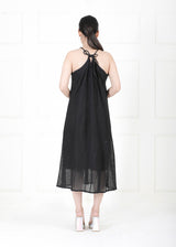 BLACK MIDI NET DRESS