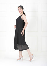 BLACK MIDI NET DRESS