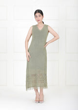 MOSS GREEN CROCHET DRESS