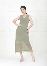 MOSS GREEN CROCHET DRESS