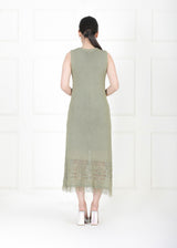 MOSS GREEN CROCHET DRESS