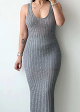 Size XS-S, Grey Crochet Maxi Dress