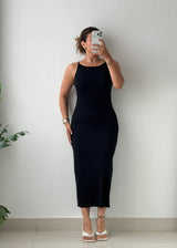 Size XS-S Black High Neck Knit Maxi Dress