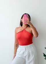 Size M-L Coral Halter Neck Bodysuit