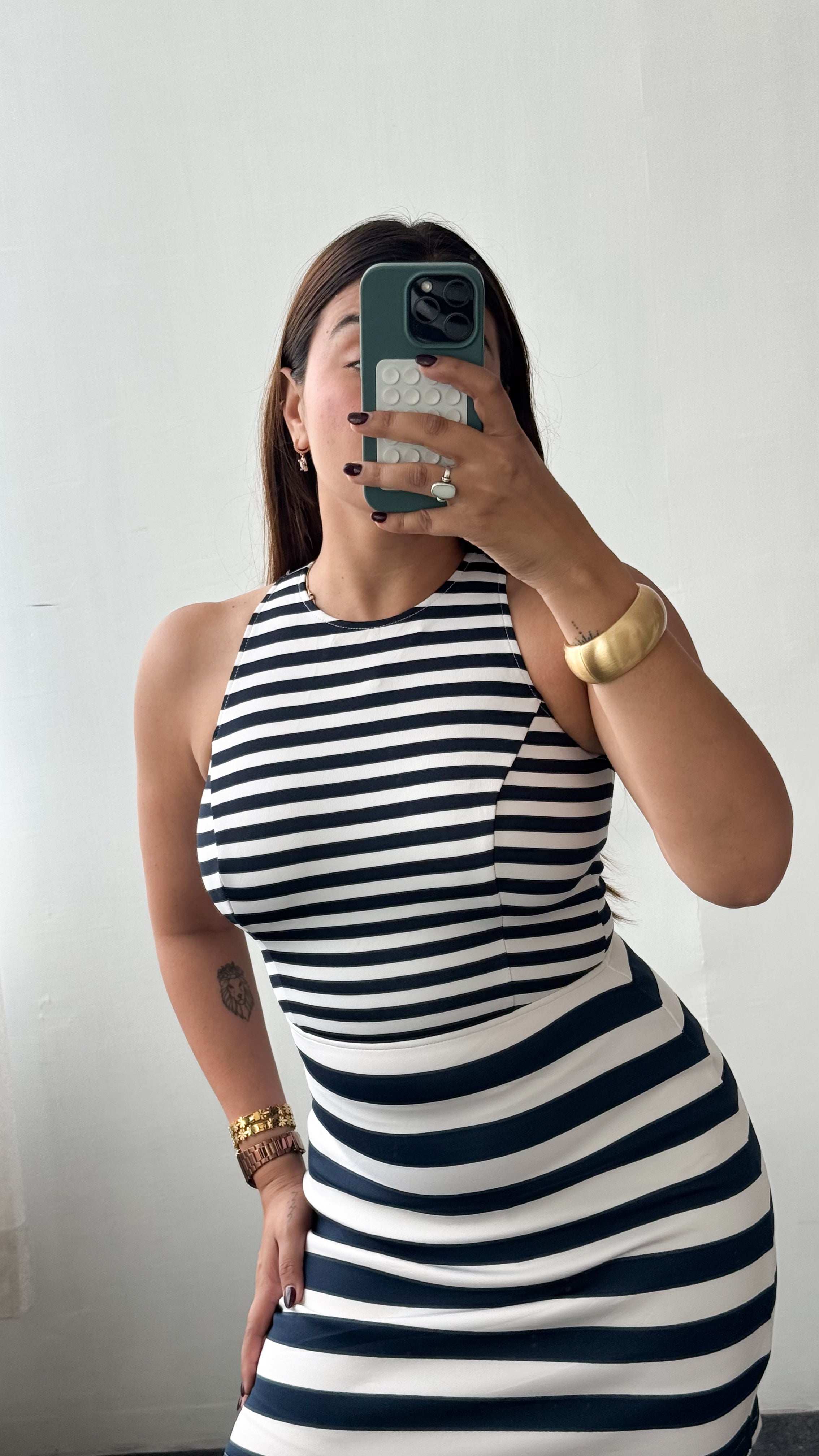 Size XS-S Black & White Striped Bodycon Mini Dress