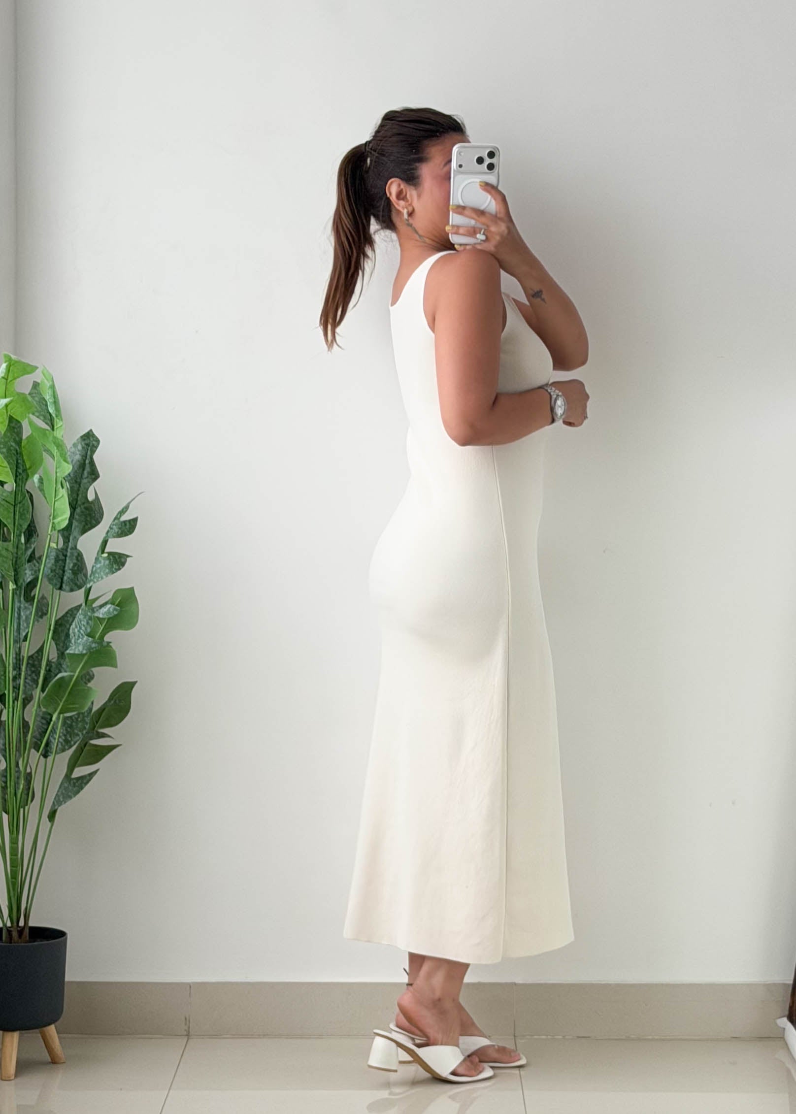 Size S-M White Bodycon Maxi Dress