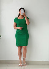 Size M Green Ribbed Bodycon Mini Dress