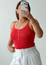 Size S-M Red Zip Front Bodysuit