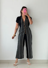 Size XS-S Black Striped Jumpsuit