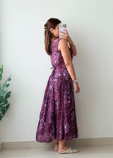 Size S-M Purple Floral Printed Maxi Dress