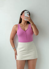 Size XS-S Pink Ribbed Button Bodysuit