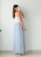 Size XS-S White Blue Striped Maxi Dress