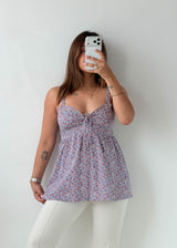 Size S-M Blue Floral Babydoll Cami Top