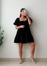 Size S-M Black Puff Sleeve Mini Dress