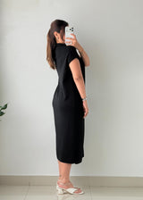 Size M-L Black Button-Front Midi Dress