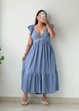 Size M-L Powder Blue Ruffle Maxi Dress