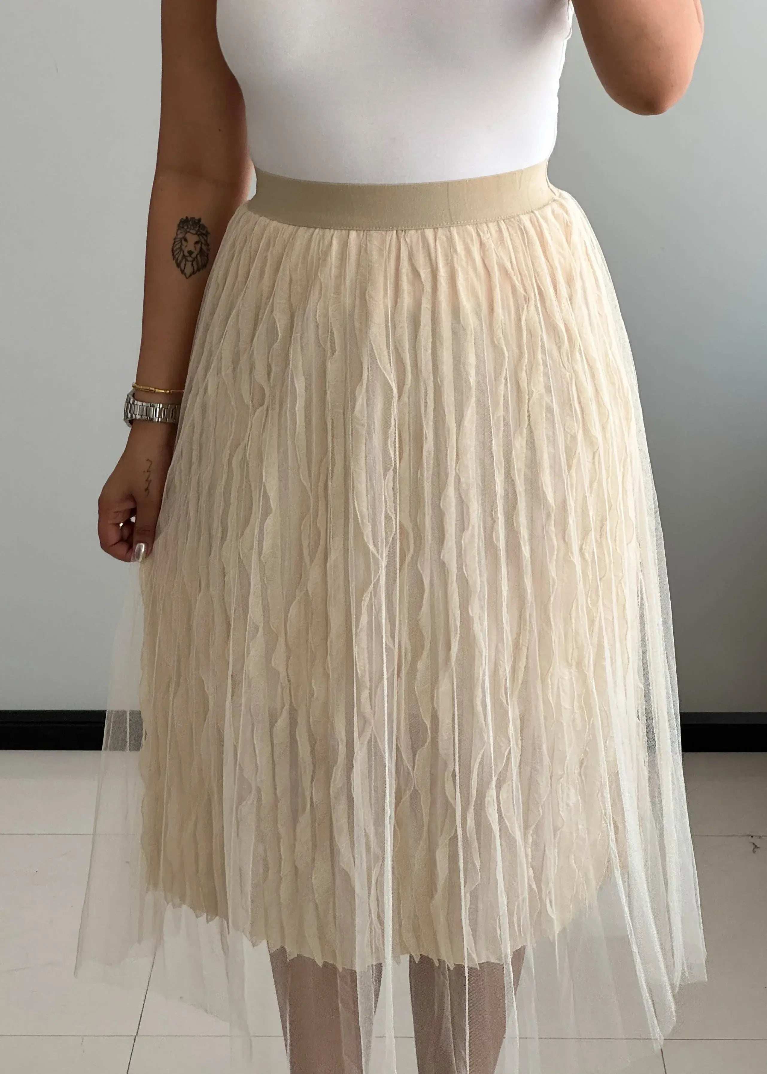 Waist : 26-28, Net flared skirt with lining inside - Closet by Payal