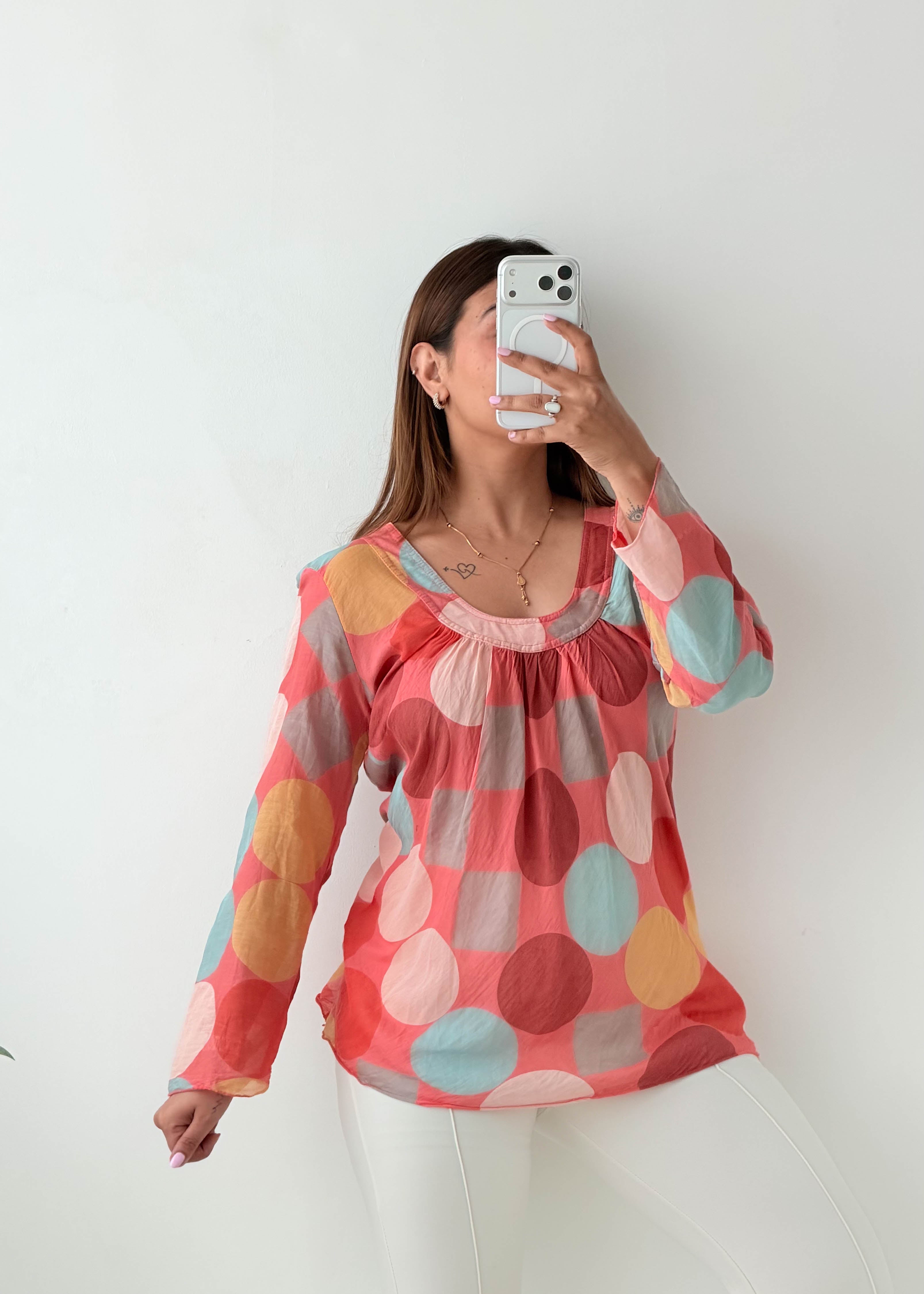 Size S-M Multicolor Polka Dot Top