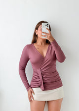 Size M-L Mauve Wrap Top
