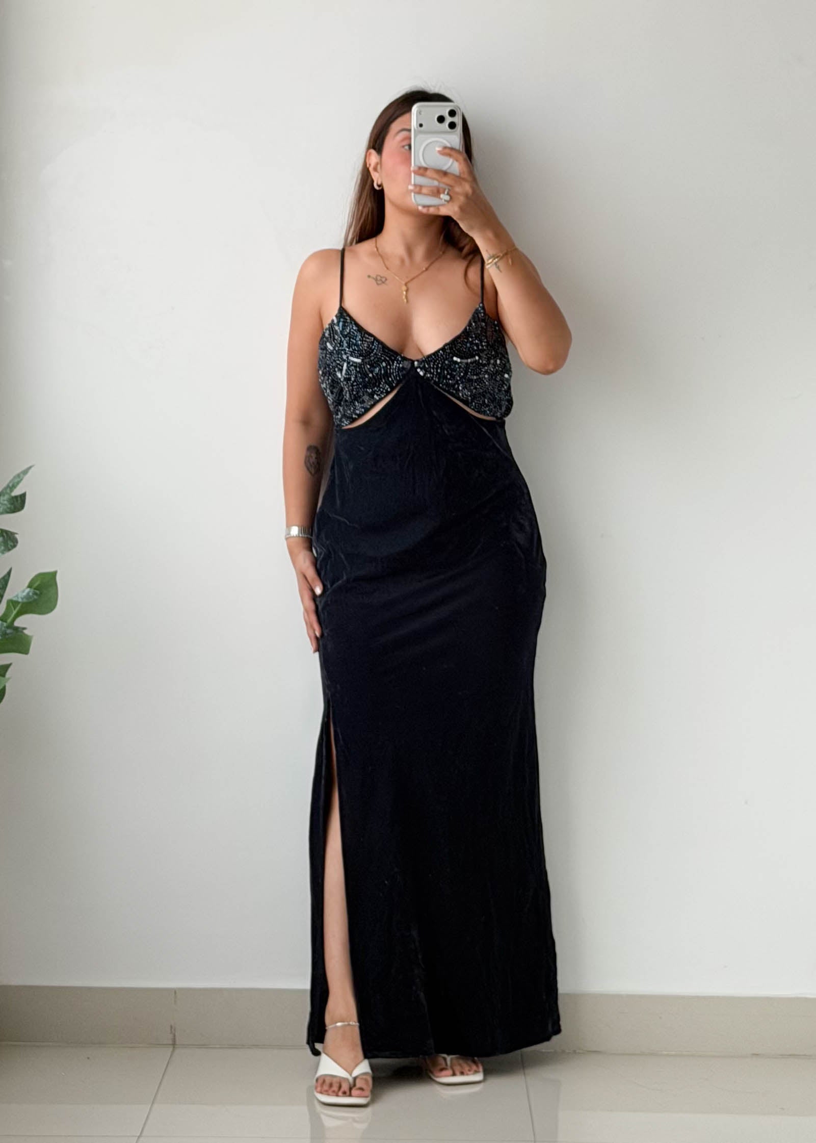 Size M Black Sequin Cutout Party Perfect Dress