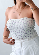 Size XS-S White Floral Tube Top
