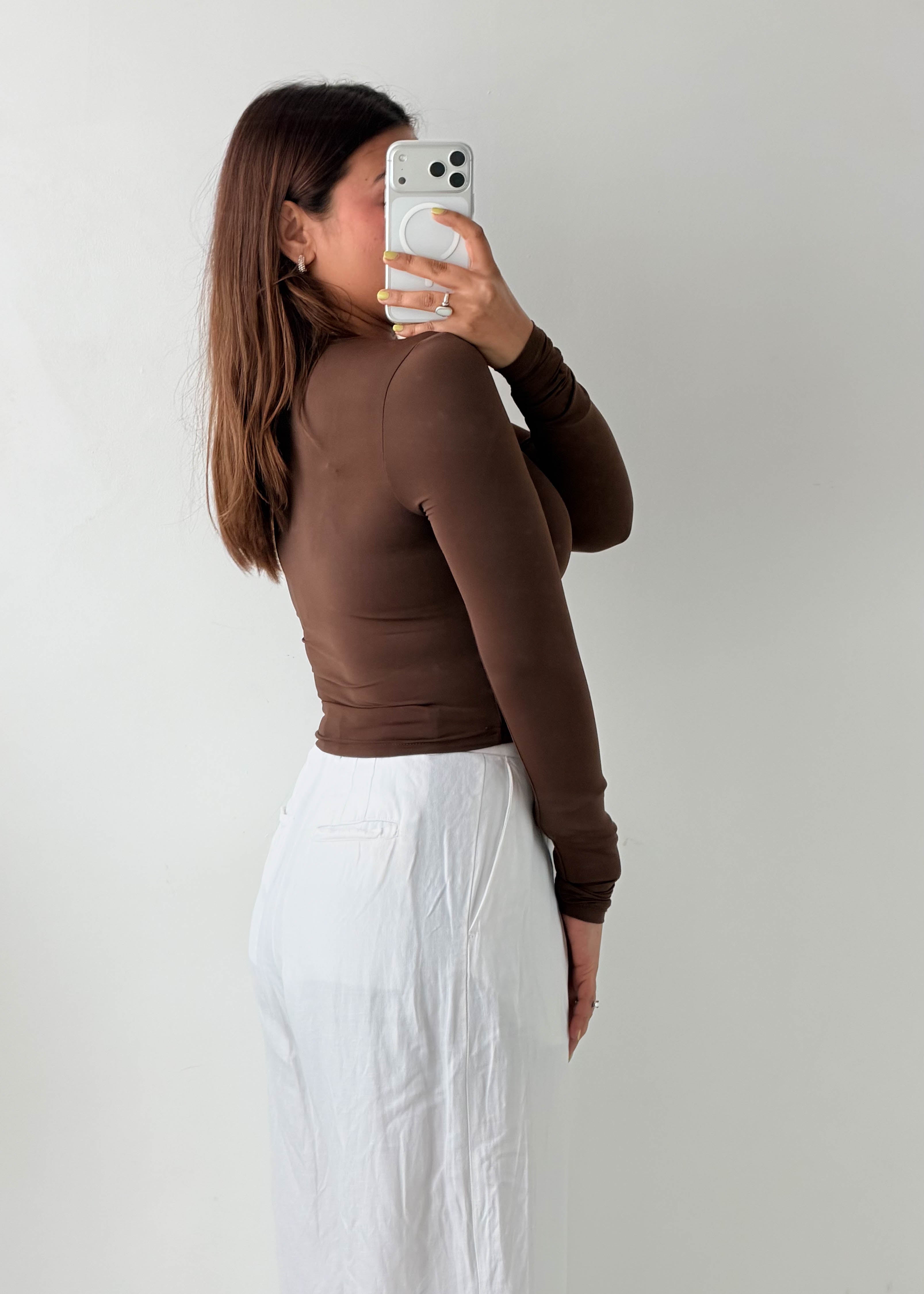 Size S-M Chocolate Brown Scoop Neck Top