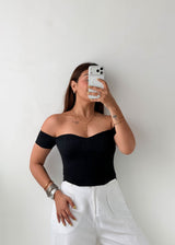 Size XS-S Black Off-Shoulder Knit Top