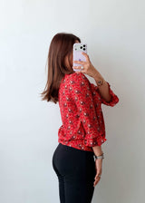 Size XS-S Red Paisley Print Top