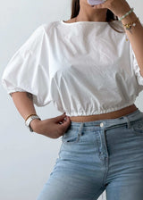 Size M-L, Puff Sleeve Crop Top