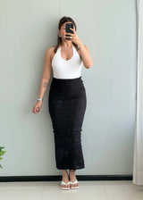 Waist : 26-28, Black Mesh Long skirt with Lining inside - Closet by Payal