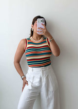 Size XS-S Multicolor Striped Knit Tank Top