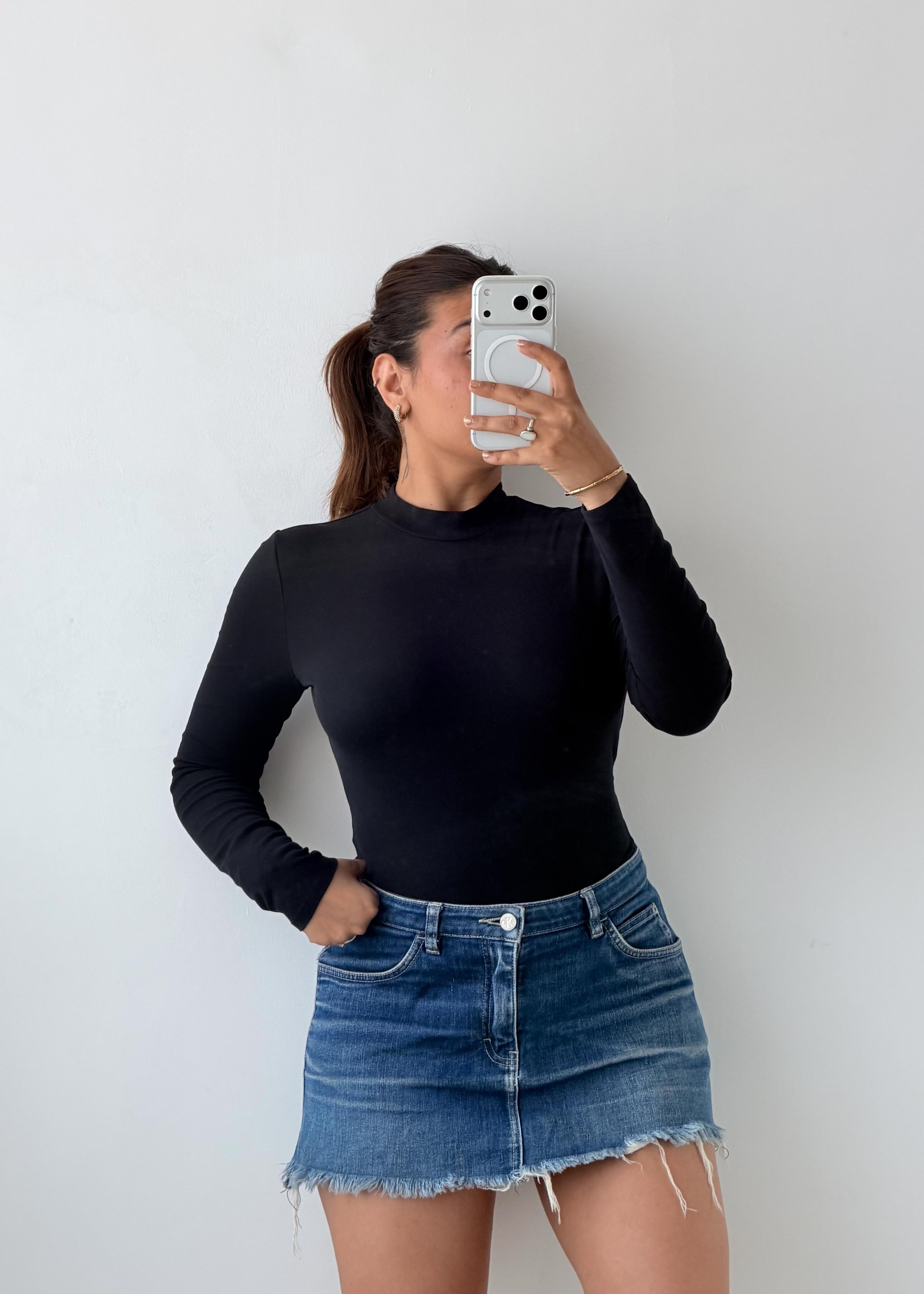 Size S-M Black Open Back Bodysuit