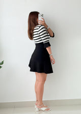 Size XS-S Black & White Contrast Knit Mini Dress