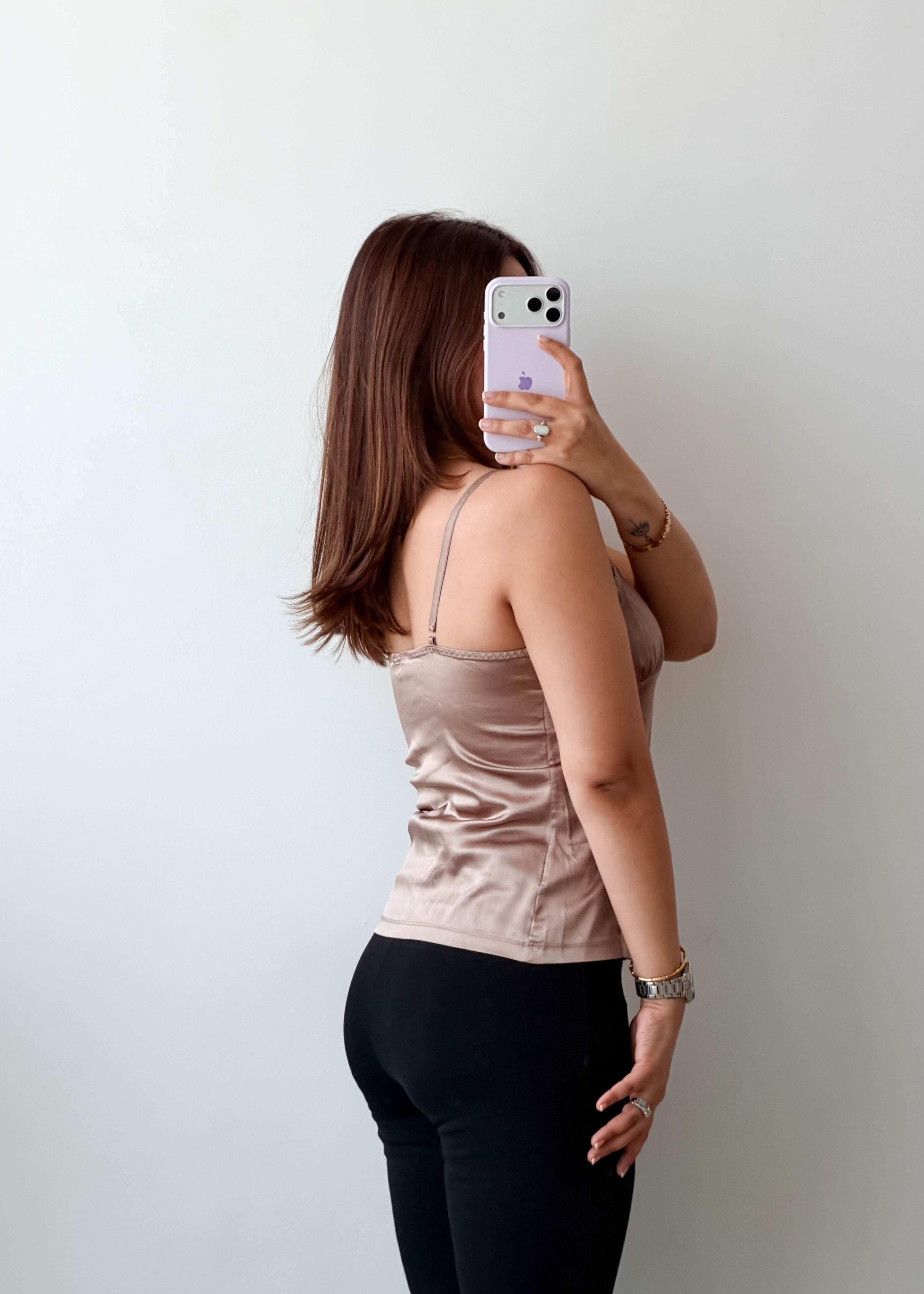 Size S Taupe Satin Lace Cami Top