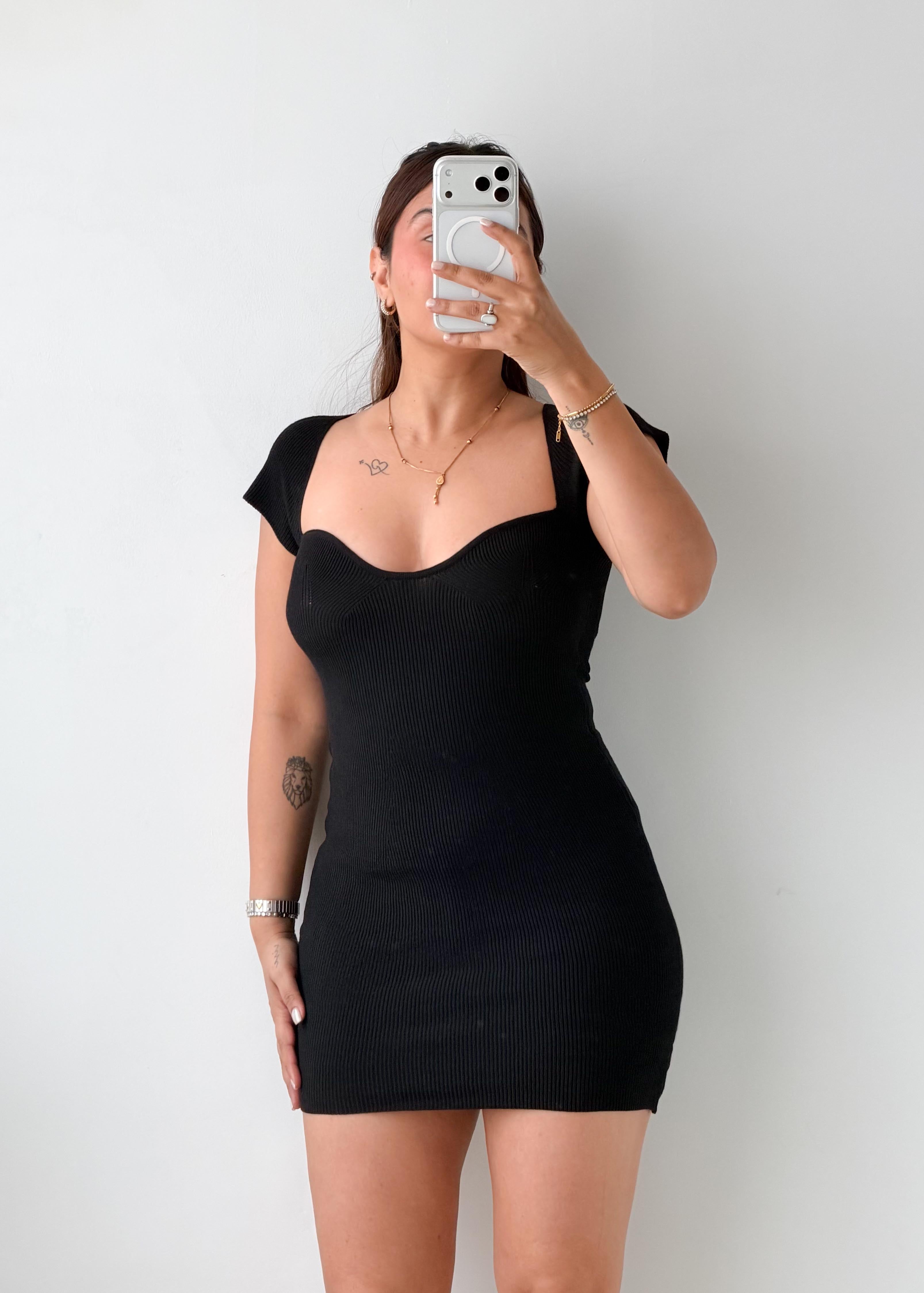 Size S-M Black Sweetheart Bodycon Mini Dress