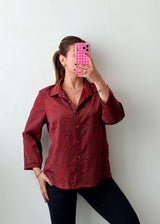 Size S-M Maroon Abstract Print Shirt Top