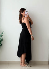 Size S-M Black Asymmetrical Midi Dress