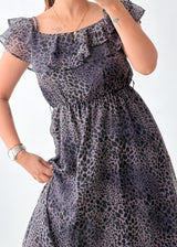 Size S-M Charcoal Leopard Print Maxi Dress