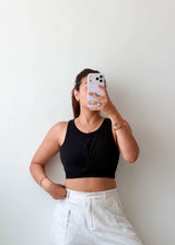 Size XS-S Black Twist Front Crop Top